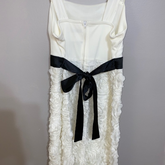 White & Black dress with Rose details on bottom - Picture 3 of 7